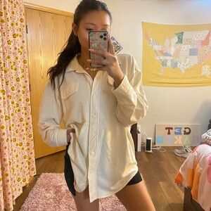 lightweight cream shacket/ button up